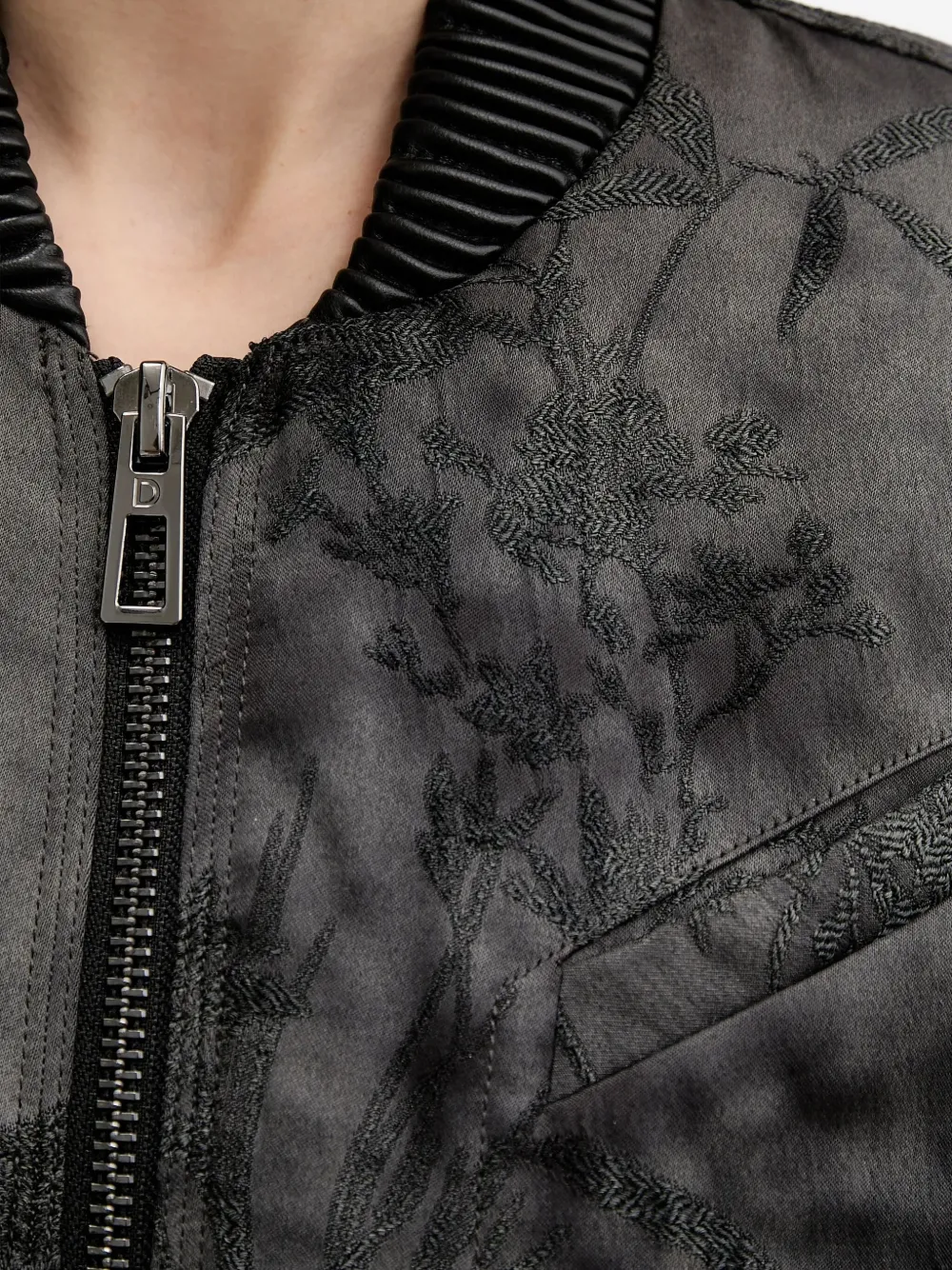 Desigual Floral-embroidery Bomber Jacket In Black