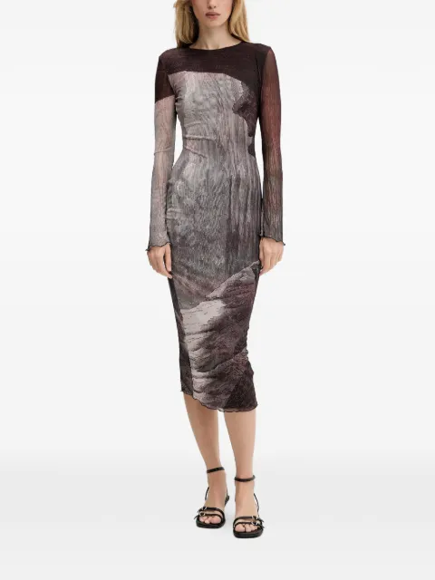 Desigual long sleeve printed midi dress
