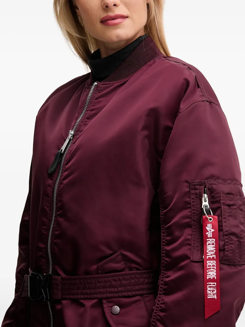 Alpha Industries Ma-1 Belted Coat In Burgundy
