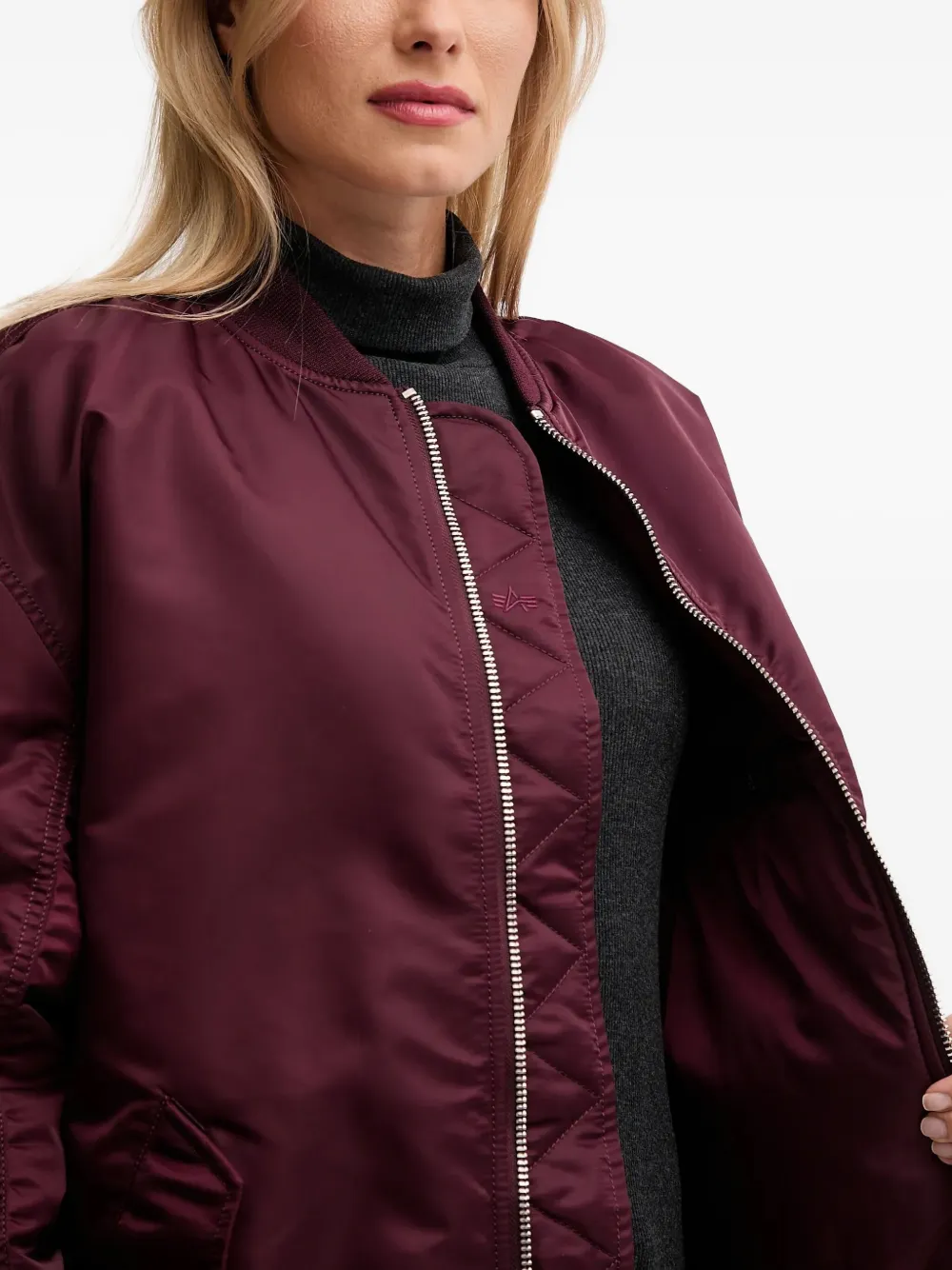 Alpha Industries Ma-1 Belted Coat In Burgundy
