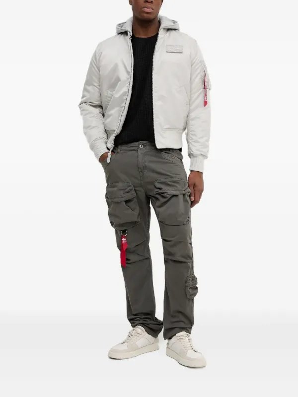 Alpha Industries MA-1 back-print Hooded Bomber Jacket | Grey