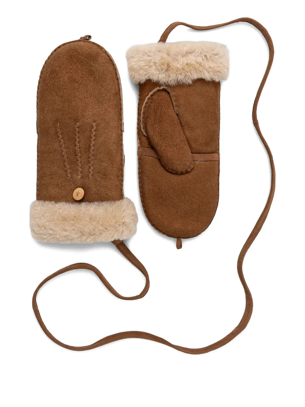 Emu Australia Fur-trim Mittens In Gold