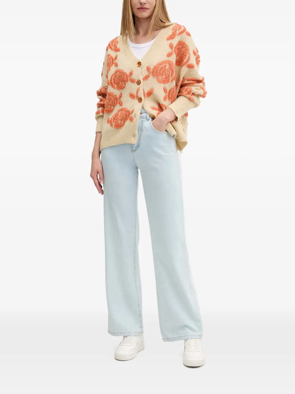  Desigual Floral Buttoned Cardigan - Neutrals 
