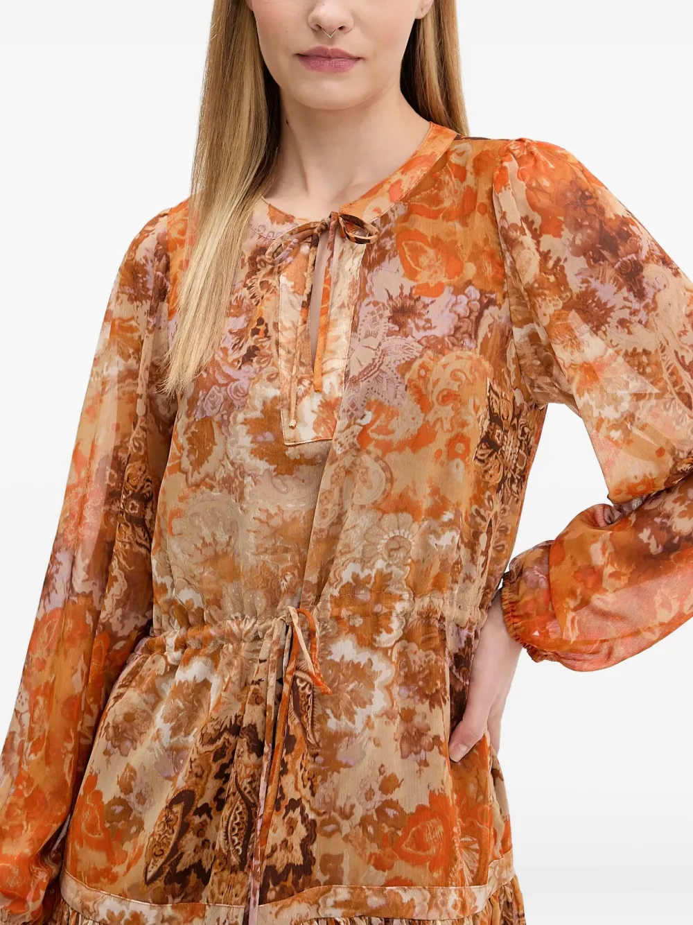 Desigual Tie-neck Dress In Multi