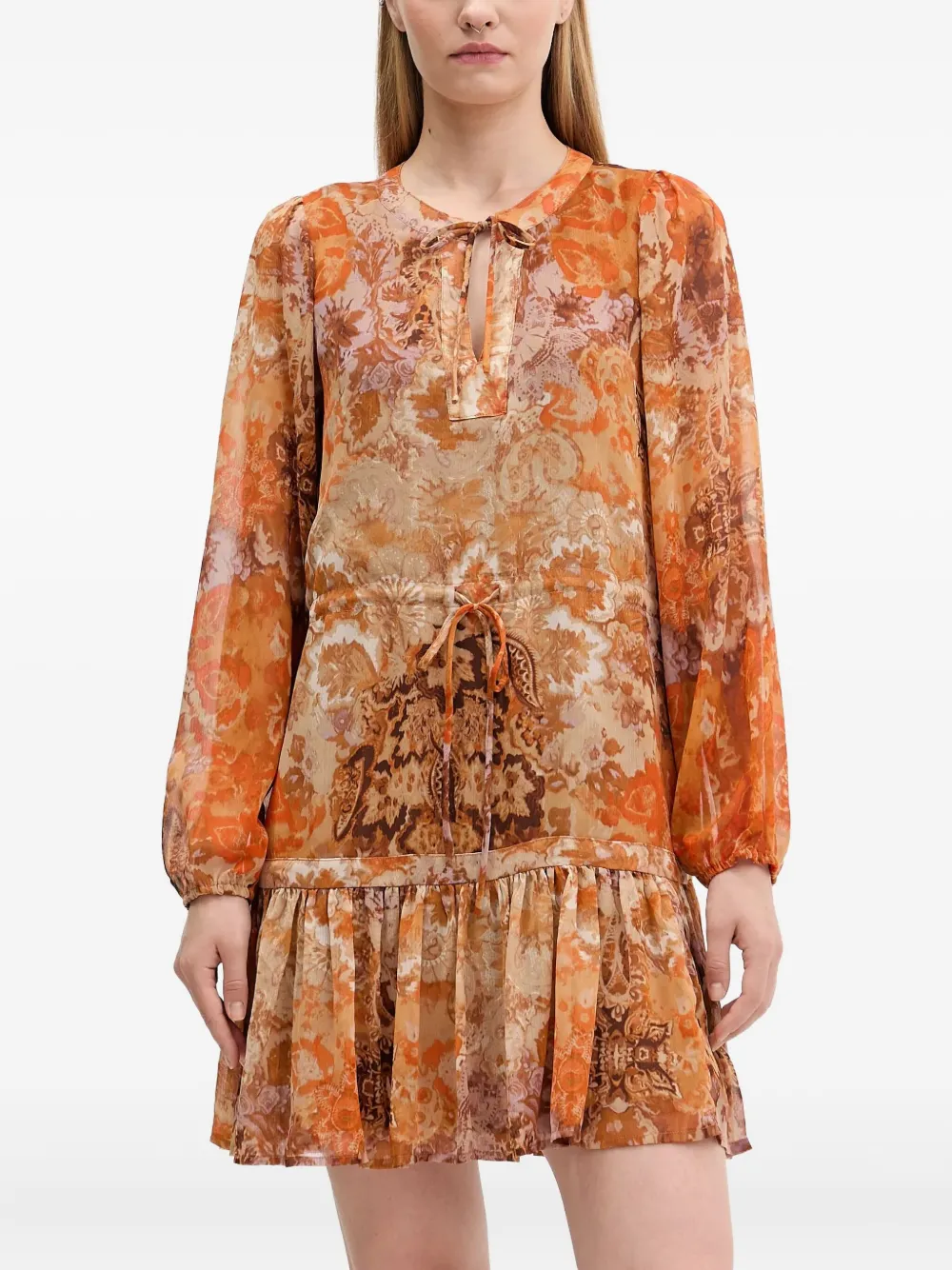 Desigual Tie-neck Dress In Multi