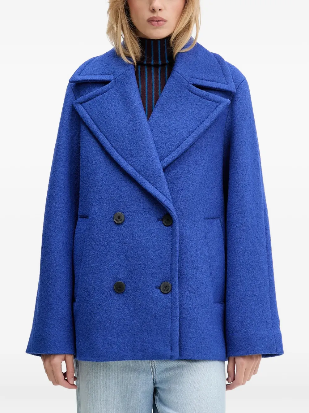 Desigual Button-fastening Coat In Blue