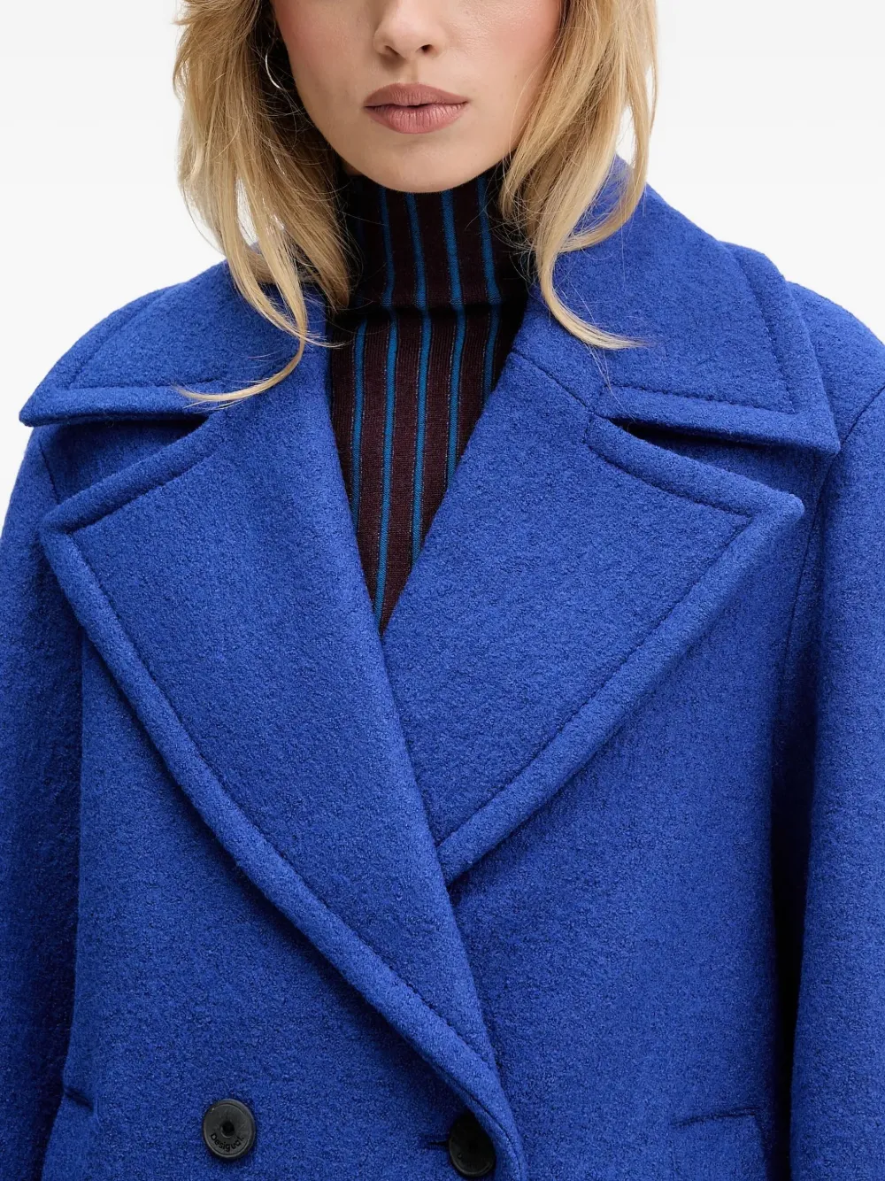 Desigual Button-fastening Coat In Blue