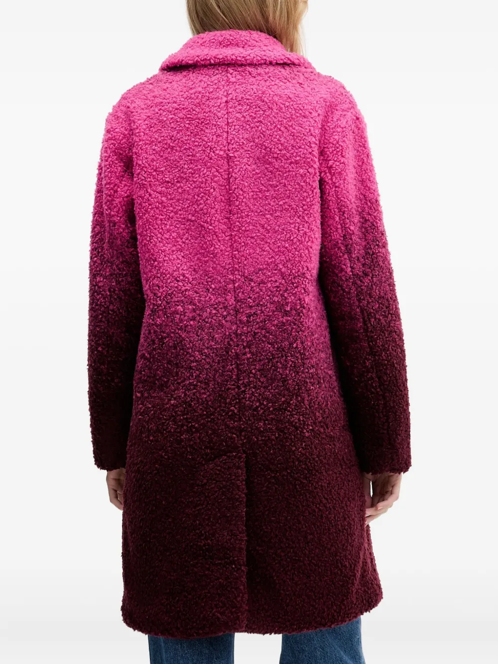 Desigual Notched-lapels Coat In Pink