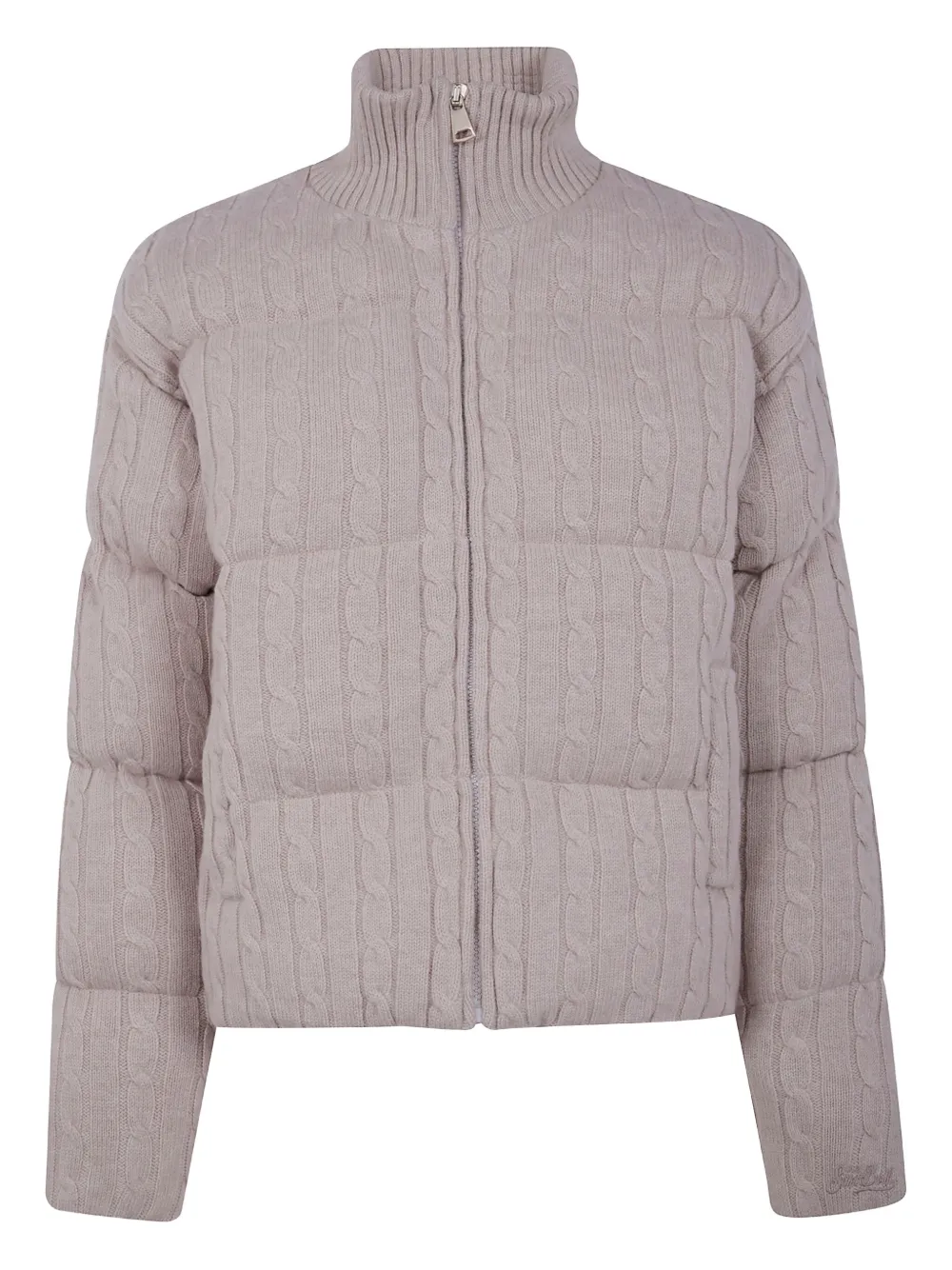 Mc2 Saint Barth Mya Cable-knit Padded Cardigan In Neutral