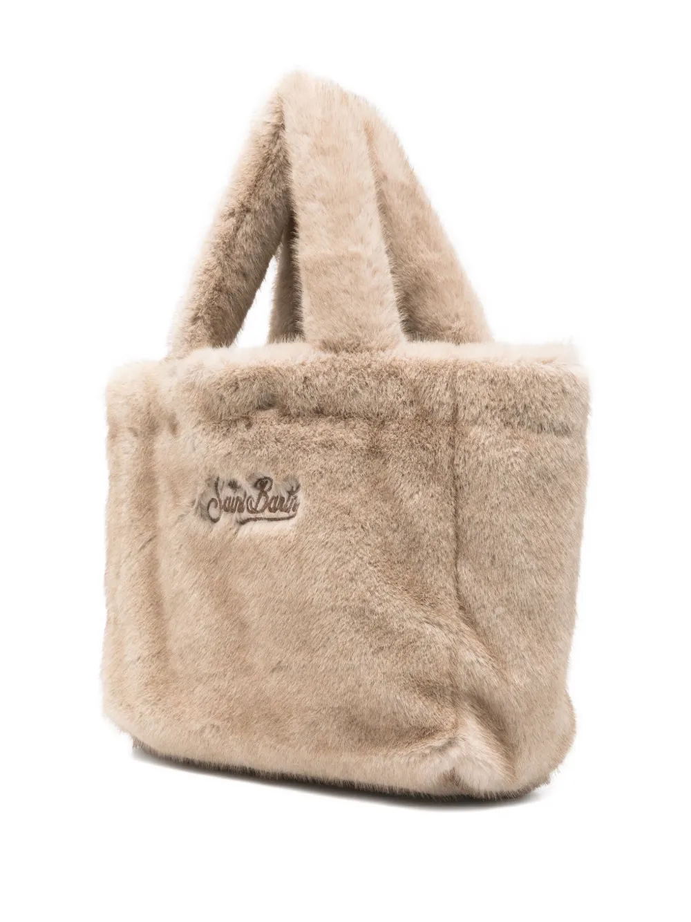Mc2 Saint Barth Embroidered Faux-fur Tote Bag In Neutral