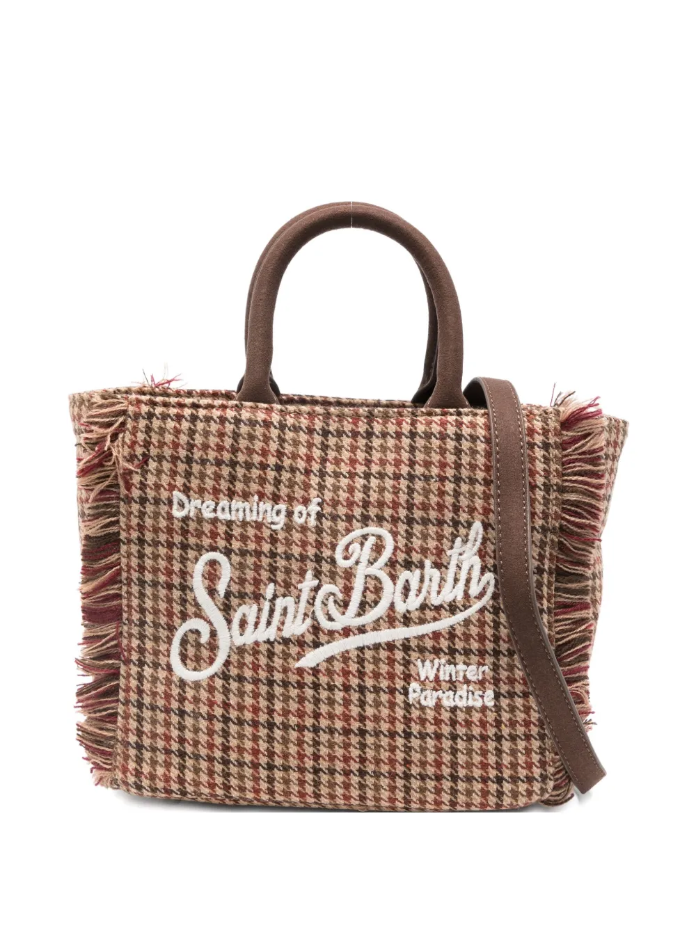 Mc2 Saint Barth Fringed Pattern Tote Bag In Brown