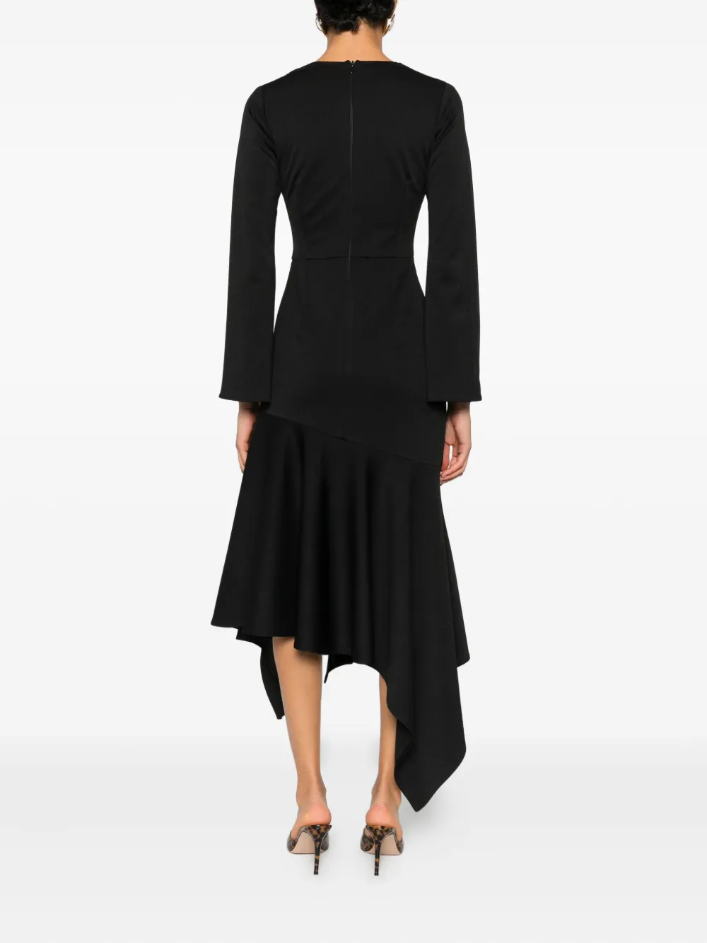 Rhizome Shelby Asymmetric Midi Dress In Black