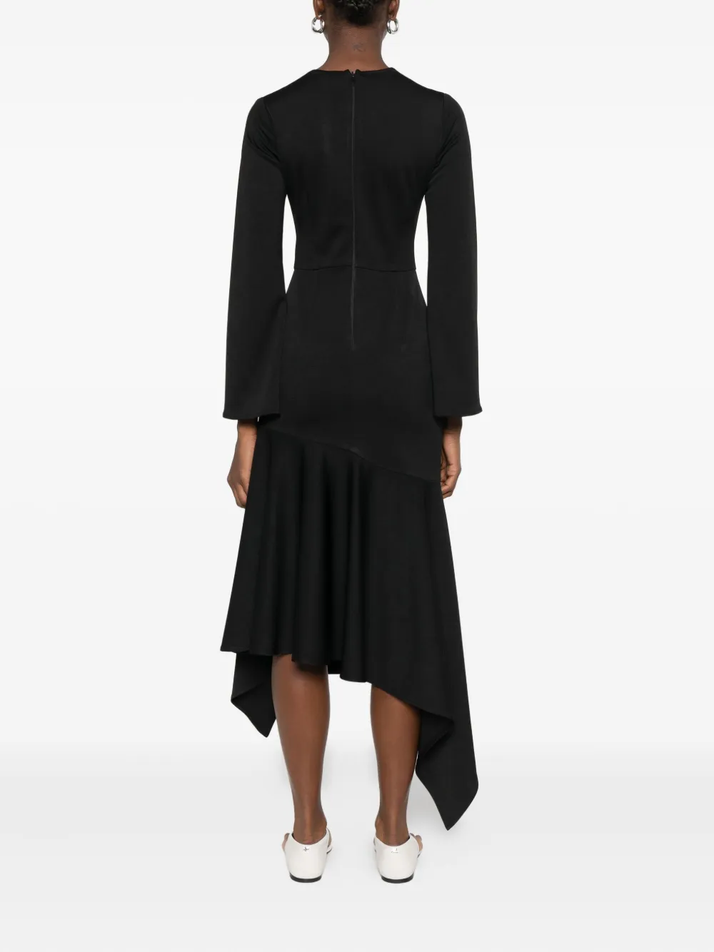 Rhizome Evelyn Cut-out Asymmetric Midi Dress In Black