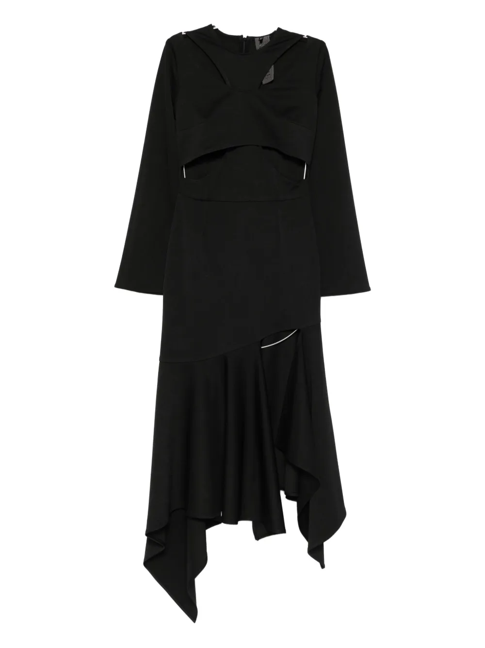 Rhizome Evelyn Cut-out Asymmetric Midi Dress In Black