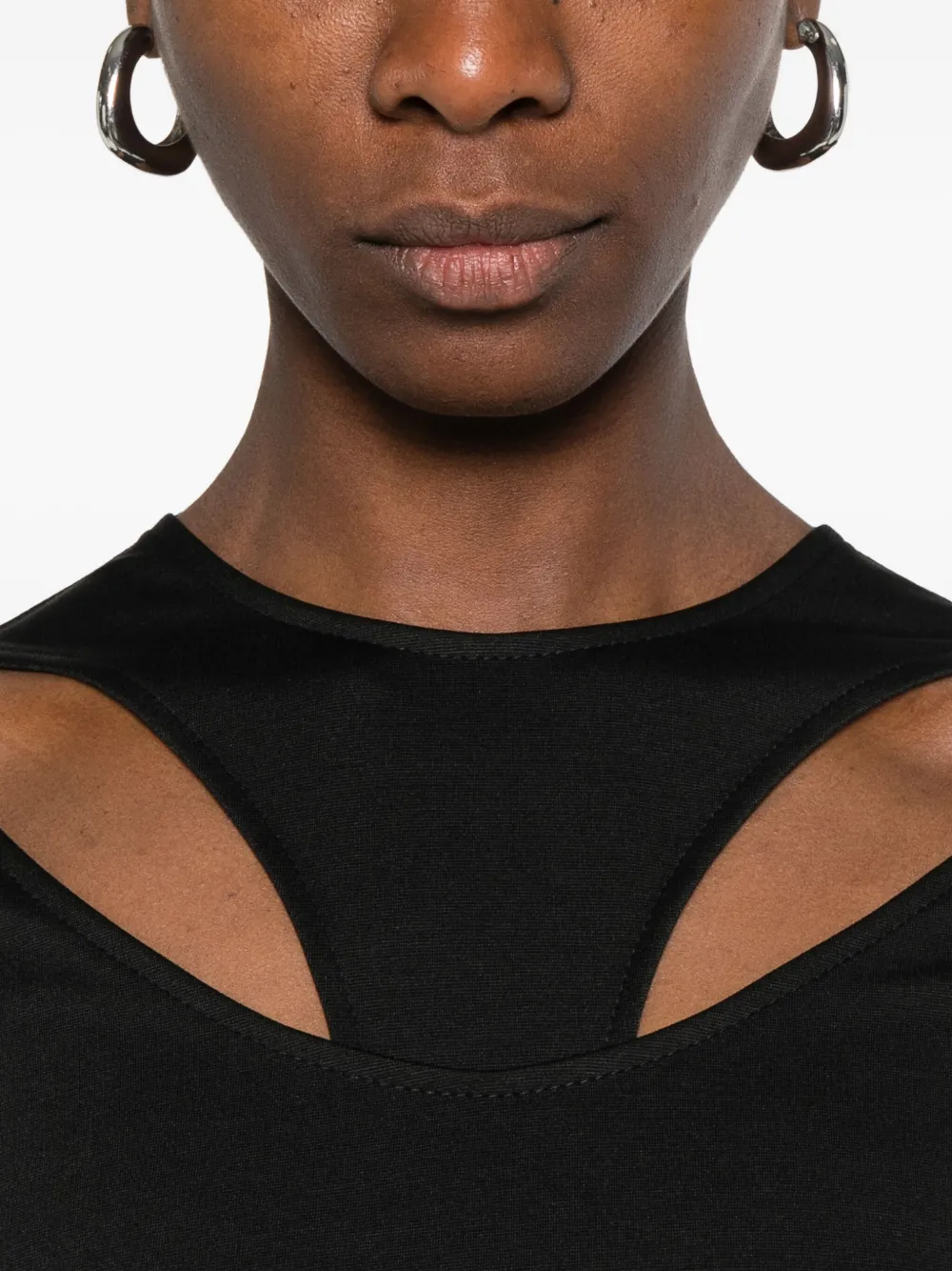 Rhizome Evelyn Cut-out Asymmetric Midi Dress In Black