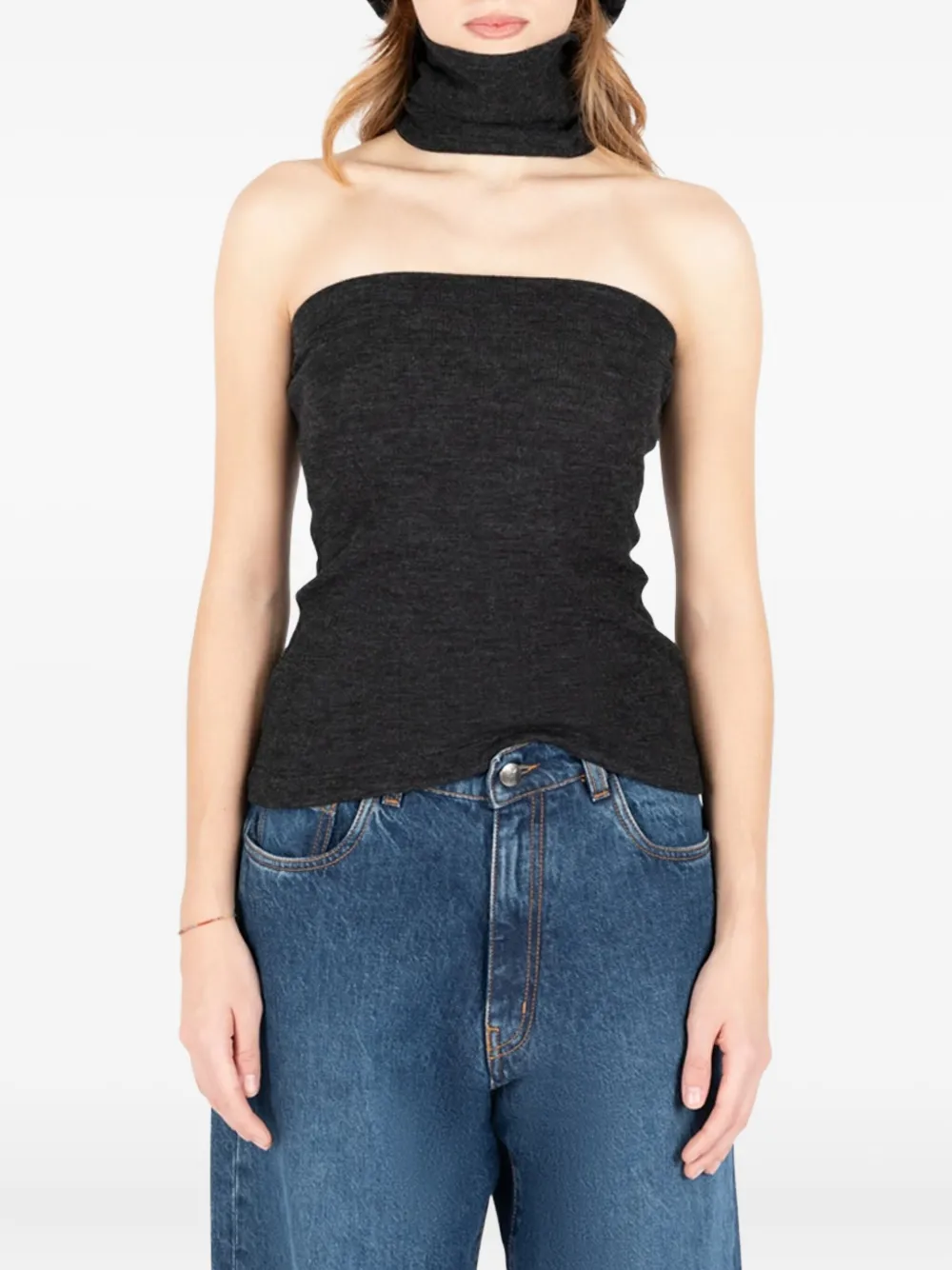 Société Anonyme Strapless Wool Top In Black