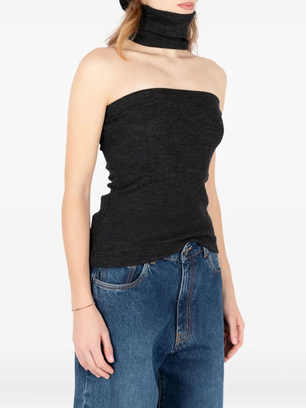 Société Anonyme Strapless Wool Top In Black