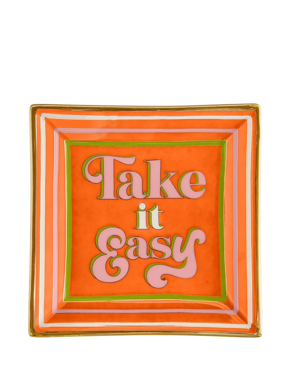 Jonathan Adler Take It Easy Square Tray (11.5cm X 11.5cm) In Orange