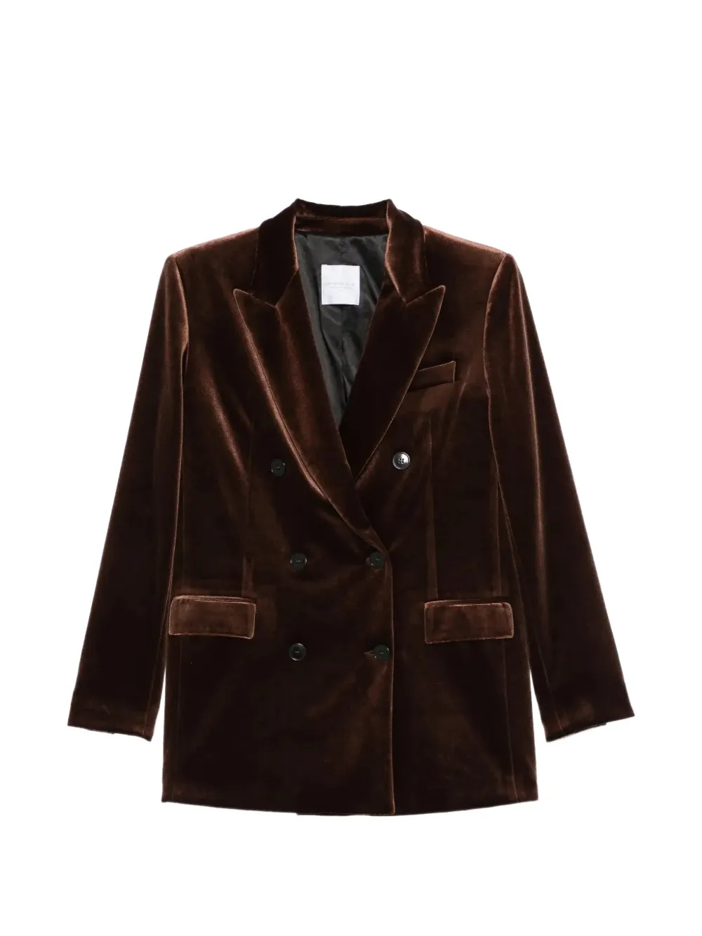 Black Label double-breasted velvet blazer - Brown