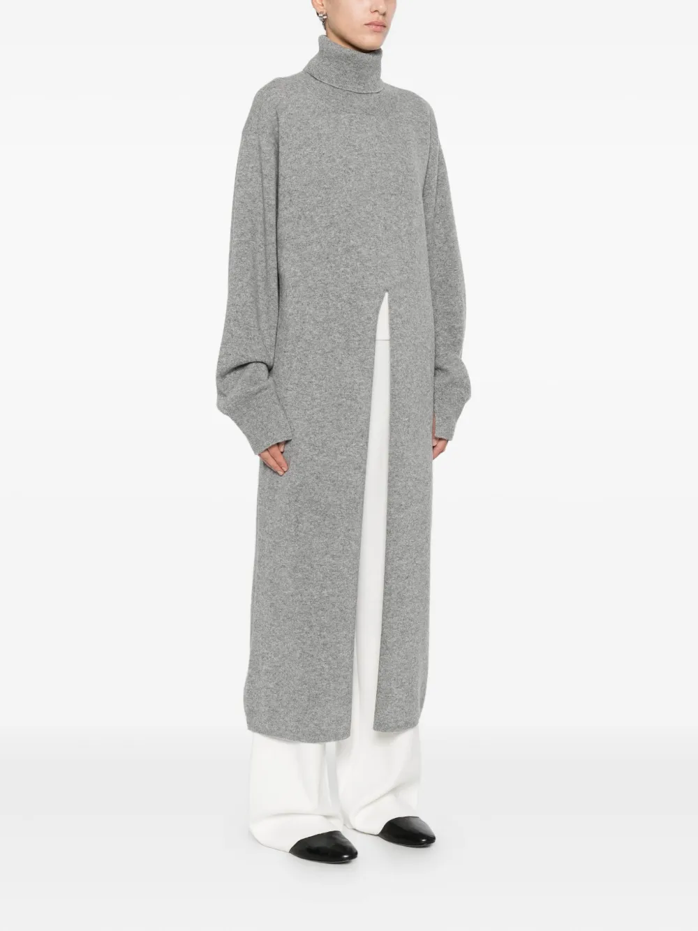 Stein Roll-neck Wool Dress In Gray