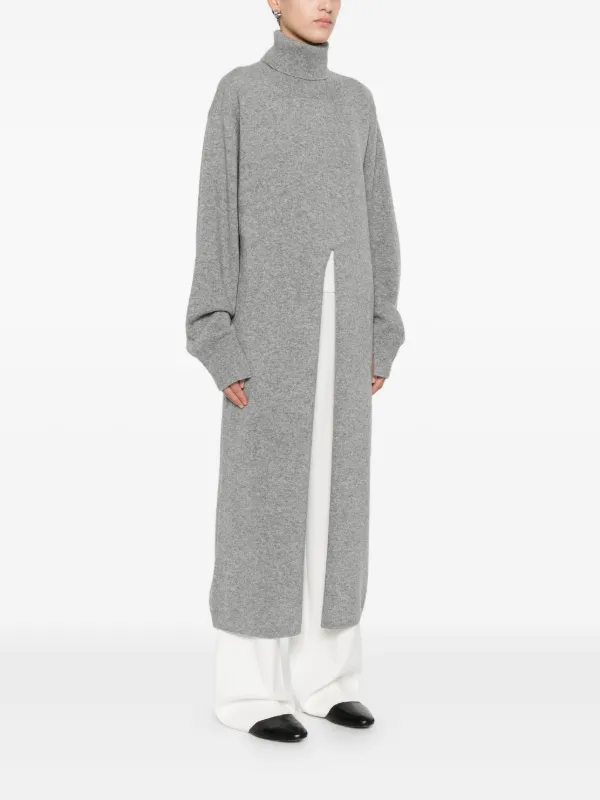 roll neck jumper dress grey Women's Grey Knitted Roll Neck Jumper Dress