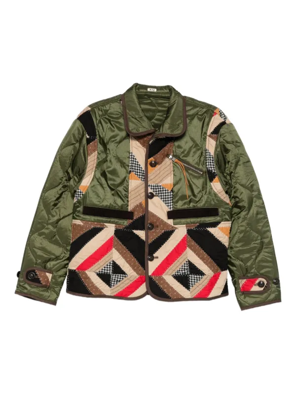 KHOKI(コッキ)Hand patchhwork quilted jacket KHOKI Patchwork Jacket | Green | FARFETCH
