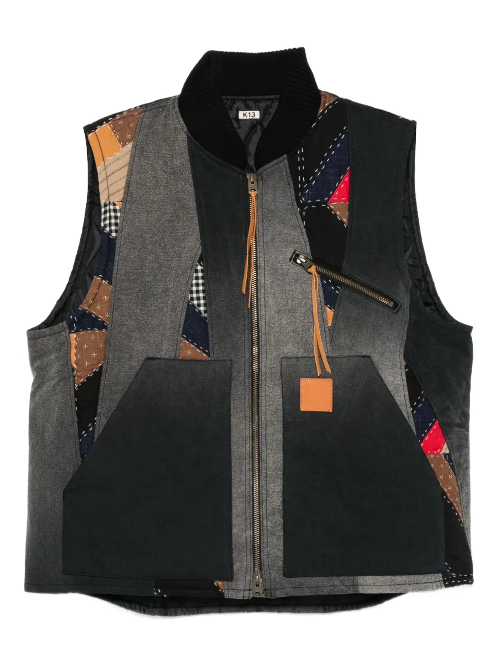 KHOKI Colete com patchwork e zíper | Preto | Image 1