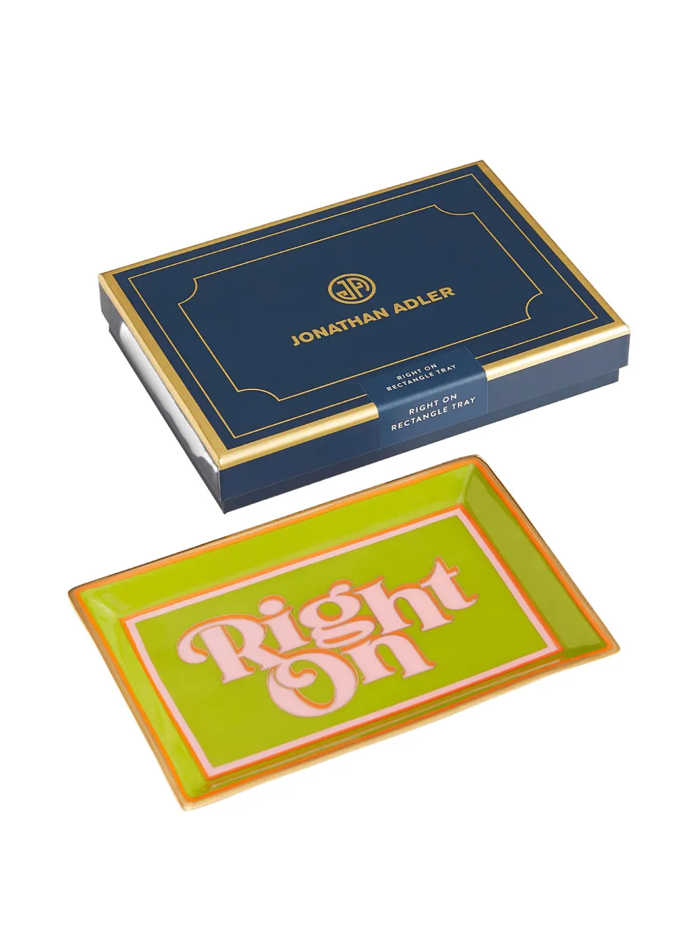 Jonathan Adler Right On Rectangle Tray (18cm X 12cm) In Green
