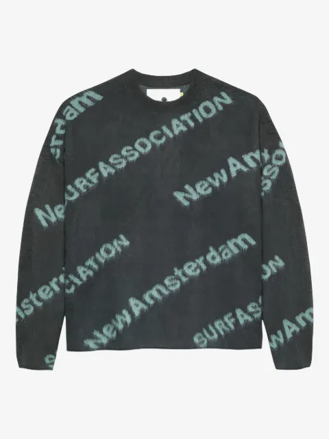 NEW AMSTERDAM diagonal-text knitwear