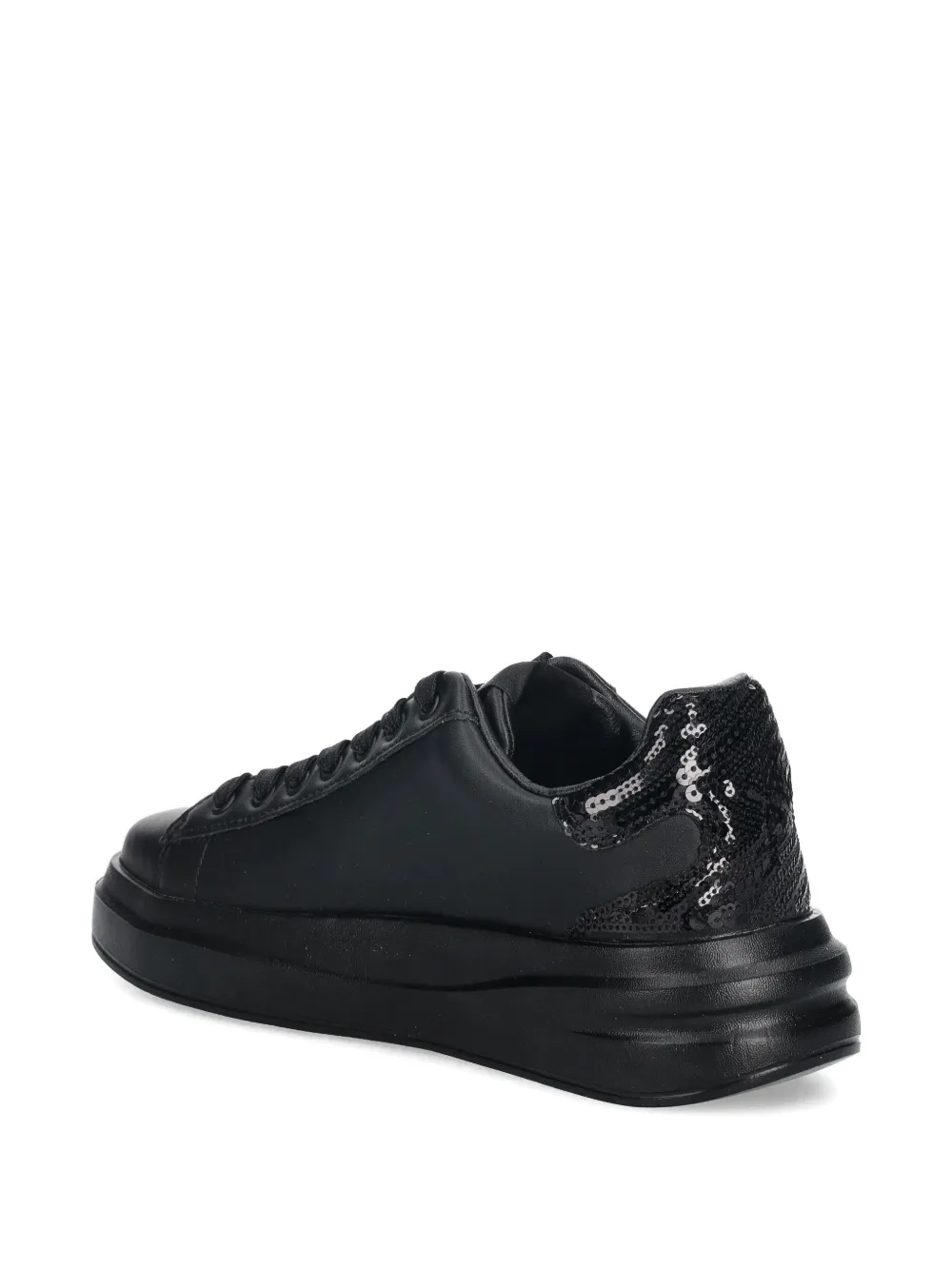 Guess Usa Sequinned-heel Low-top Sneakers In Black