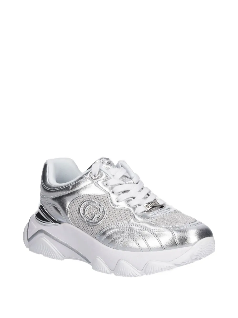 GUESS USA perforated logo low-top sneakers - Zilver