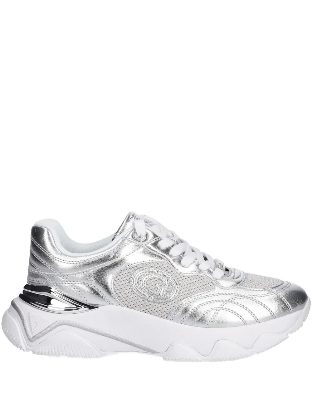 Guess Usa Perforated Logo Low-top Sneakers In Gray