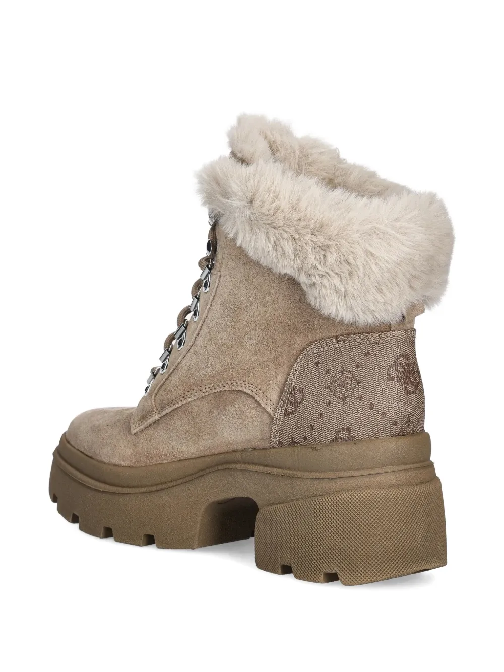Guess Usa 75mm Trimmed Lace-up Ankle Boots In Gold