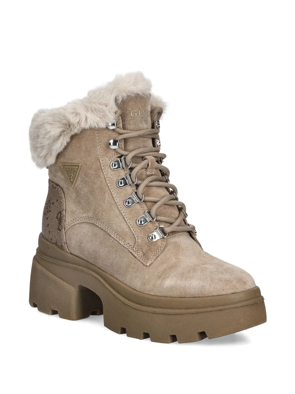 Guess Usa 75mm Trimmed Lace-up Ankle Boots In Gold