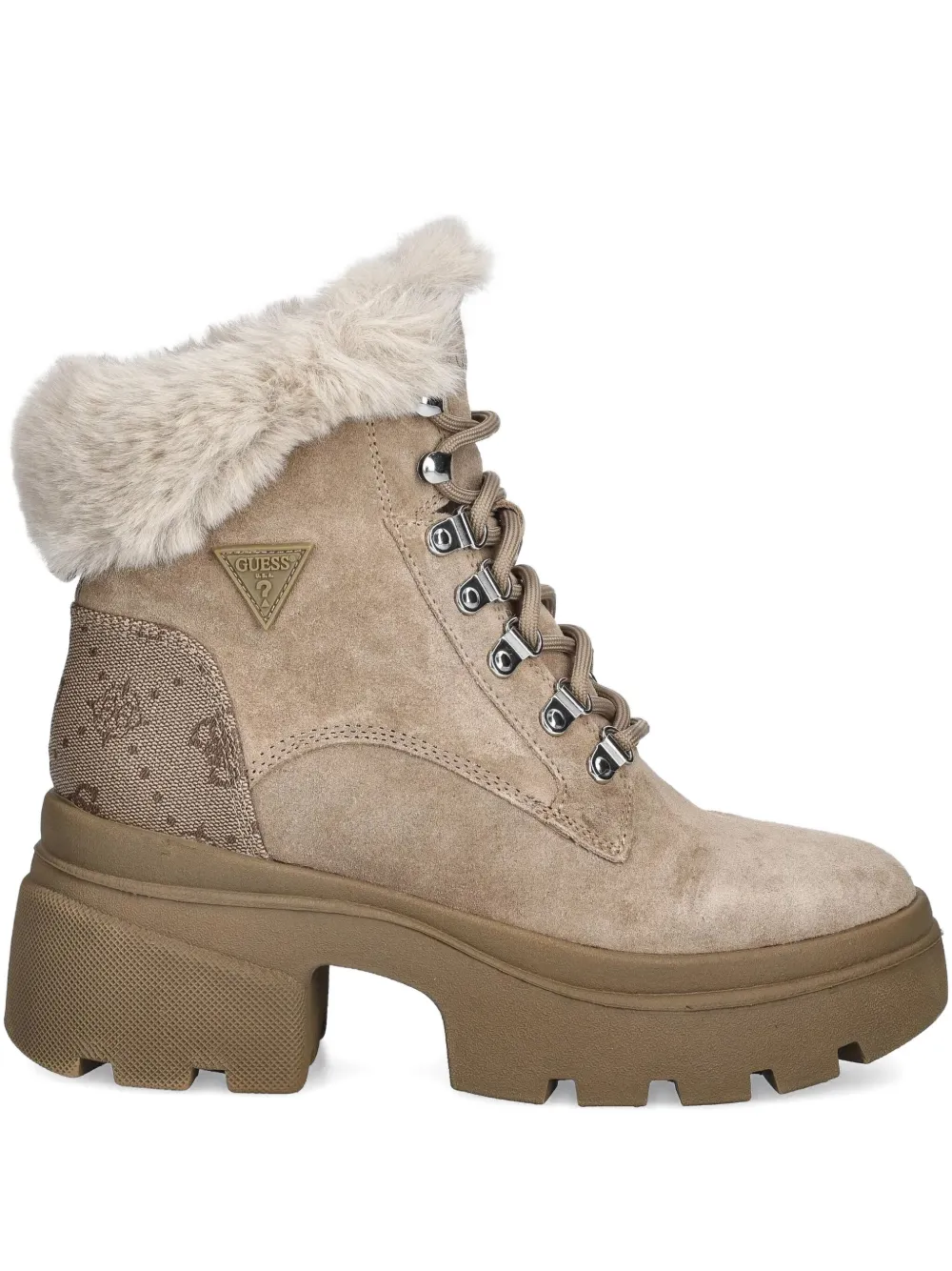 Guess Usa 75mm Trimmed Lace-up Ankle Boots In Gold