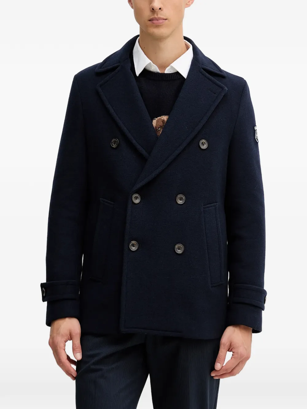 Hackett double-breasted peacoat | Blue | Image 1