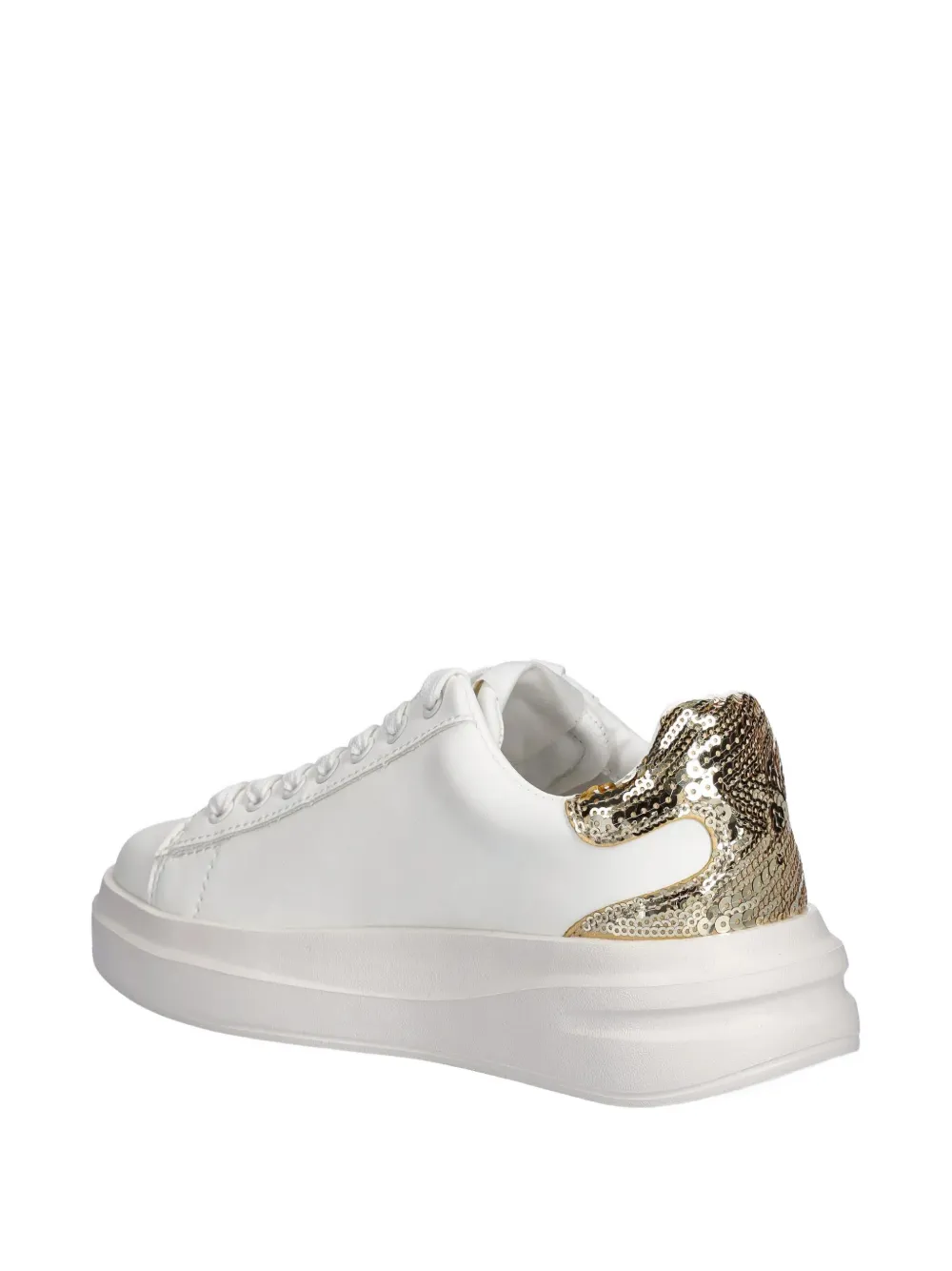 Guess Usa Elbina Sequin-heel Sneakers In White
