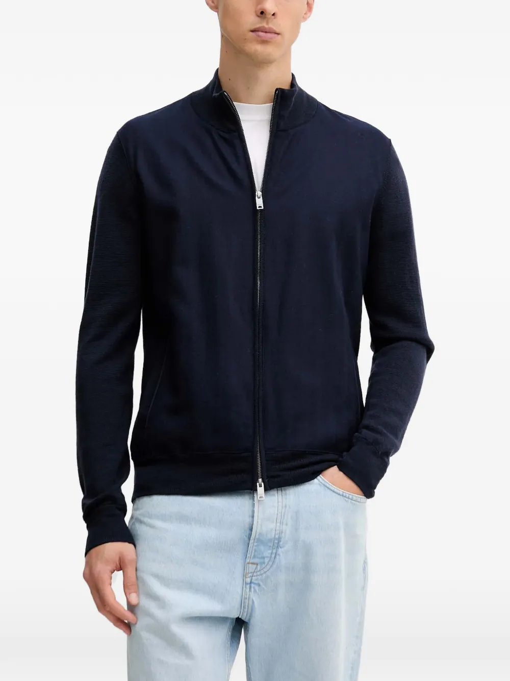 Hackett zip mock-neck cardigan - Blu
