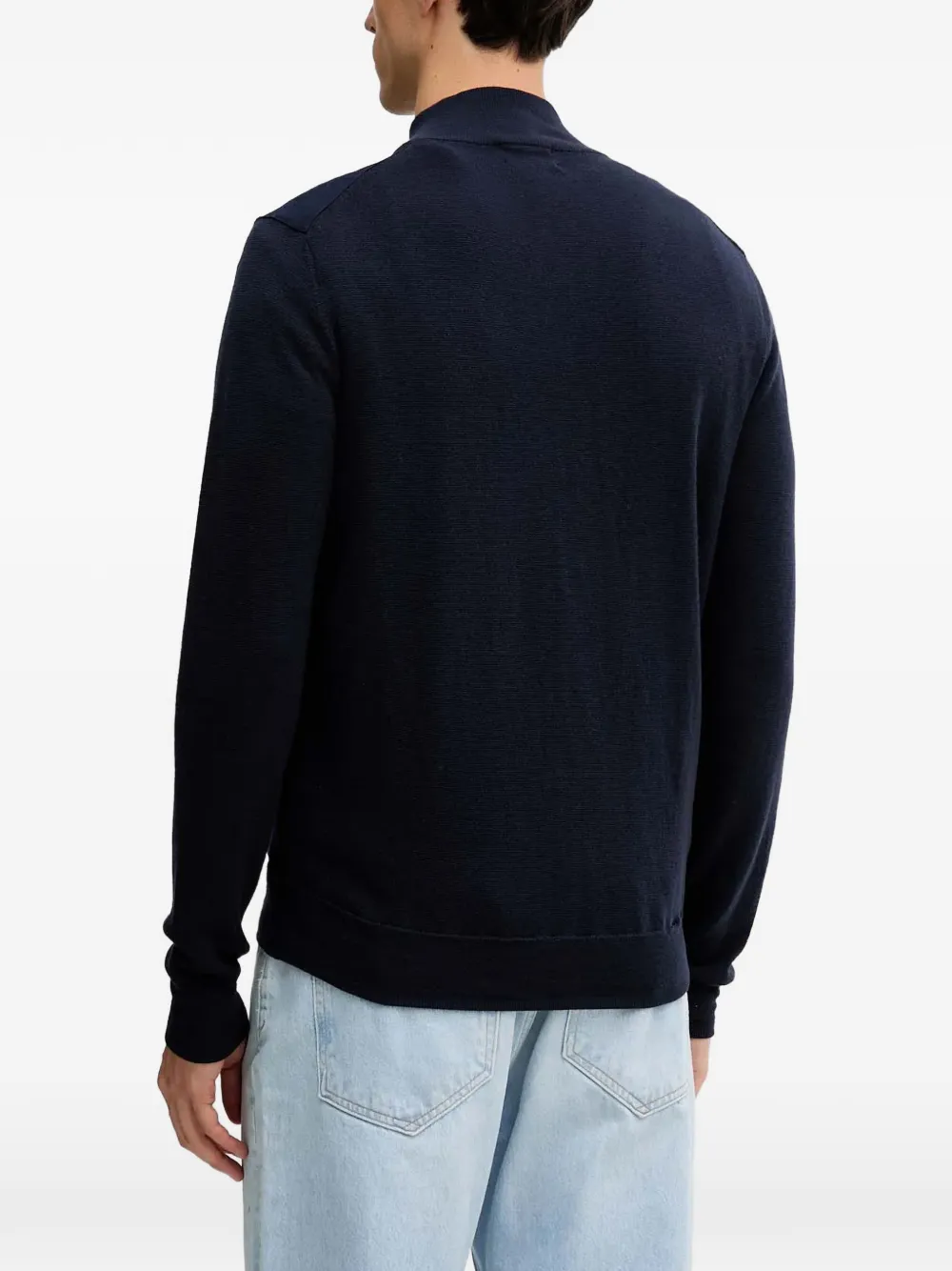  Hackett Zip Mock-neck Cardigan - Blue 