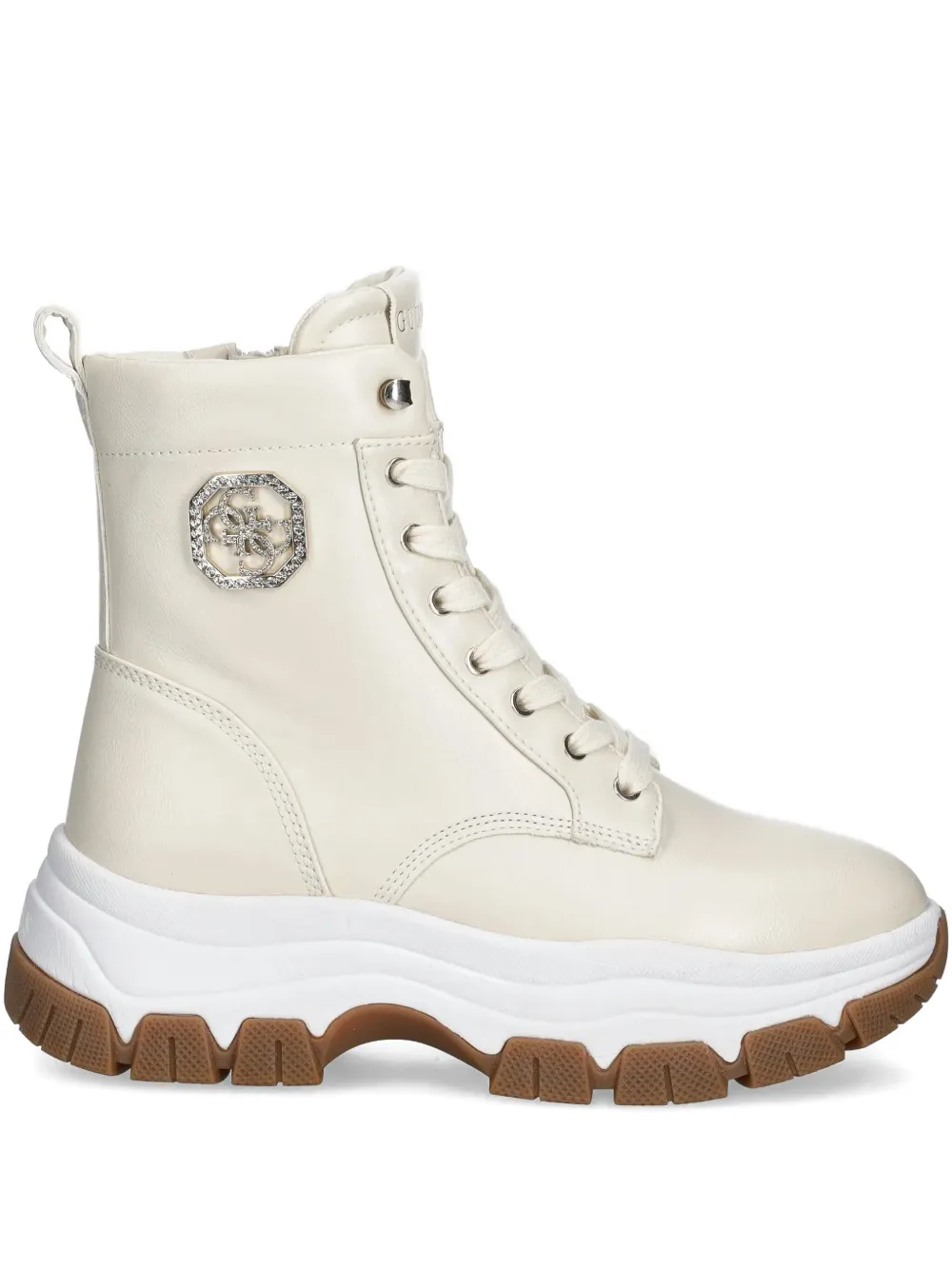 Guess Usa 73mm Benzon Logo-plaque High-top Sneakers In Neutral