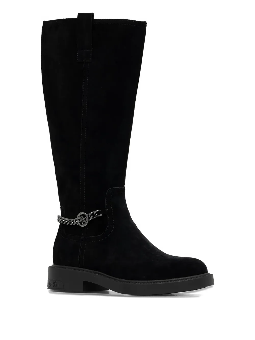 Guess Usa Fyonal Suede Chain-detail Boots In Black