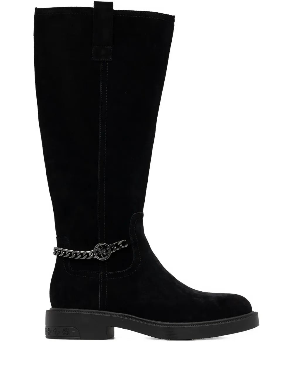 Guess Usa Fyonal Suede Chain-detail Boots In Black