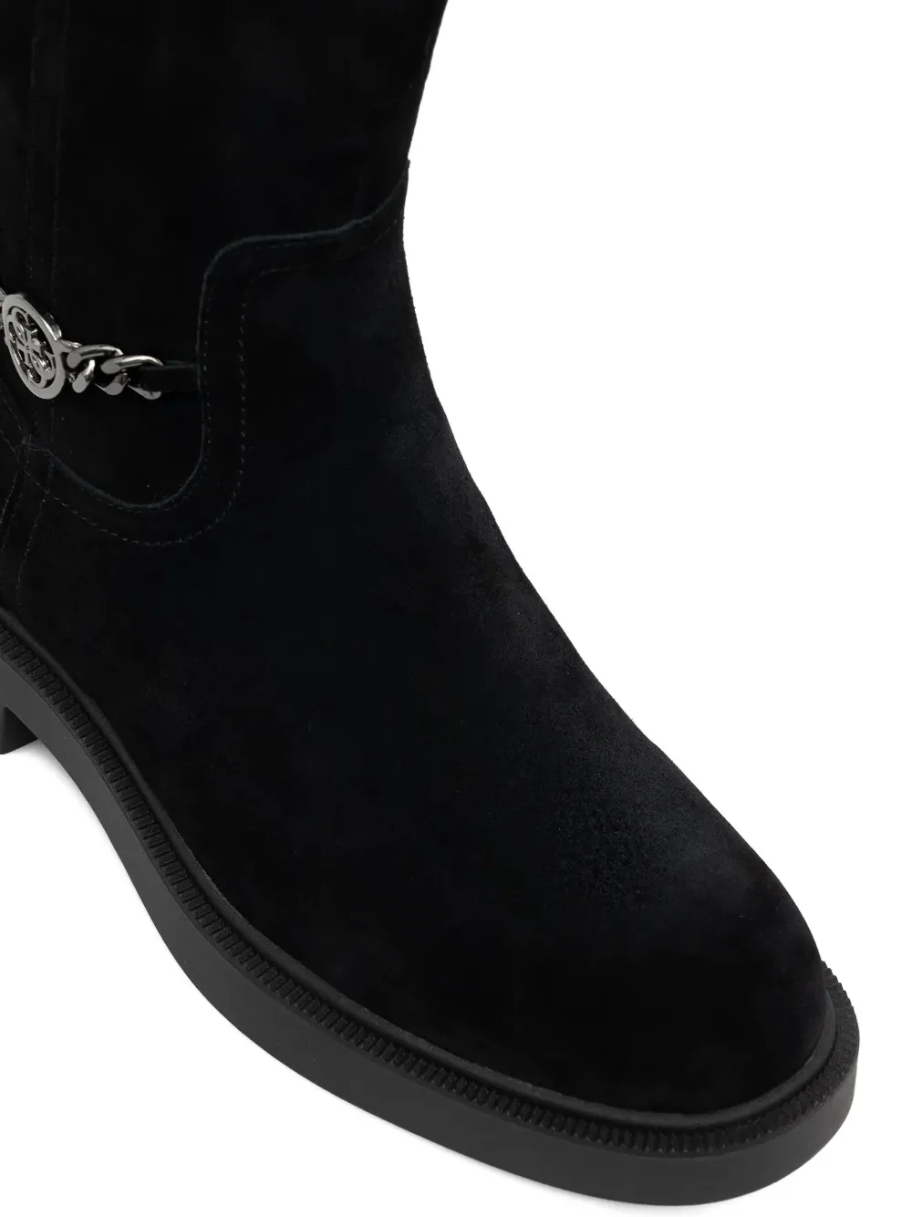 Guess Usa Fyonal Suede Chain-detail Boots In Black