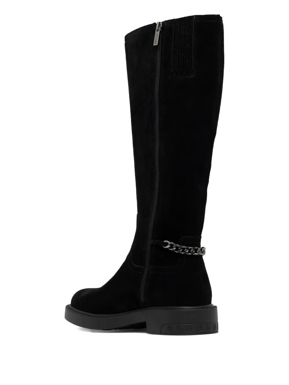 Guess Usa Fyonal Suede Chain-detail Boots In Black