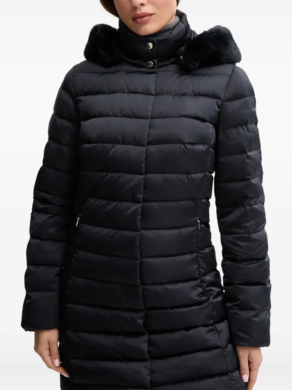 Geox Bettanie Hooded Quilted Coat In Black