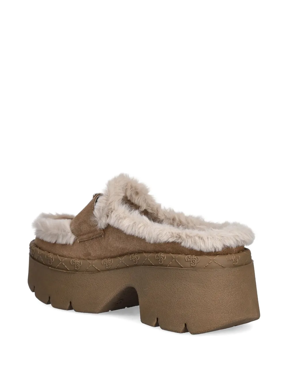 Guess Usa 70mm Faux Fur-trim Mules In Brown