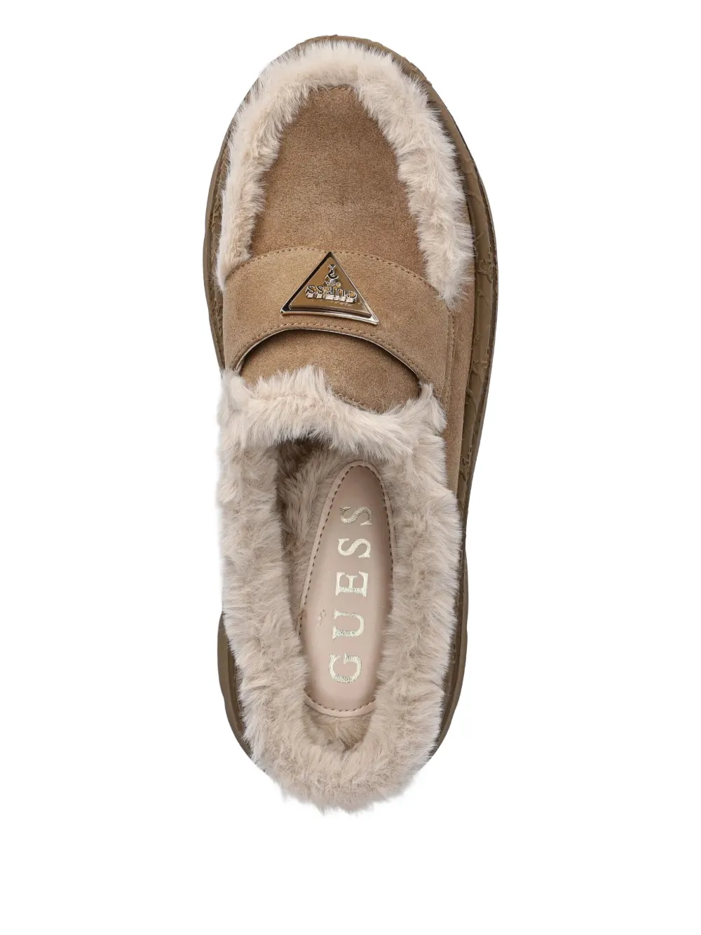 Guess Usa 70mm Faux Fur-trim Mules In Brown