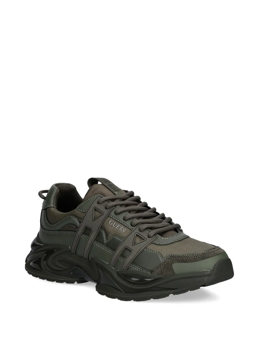 GUESS USA Belluno panelled lace-up low-top sneakers Groen