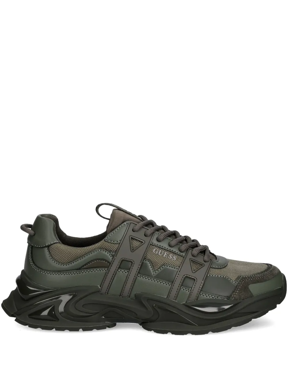 GUESS USA Belluno panelled lace-up low-top sneakers Groen