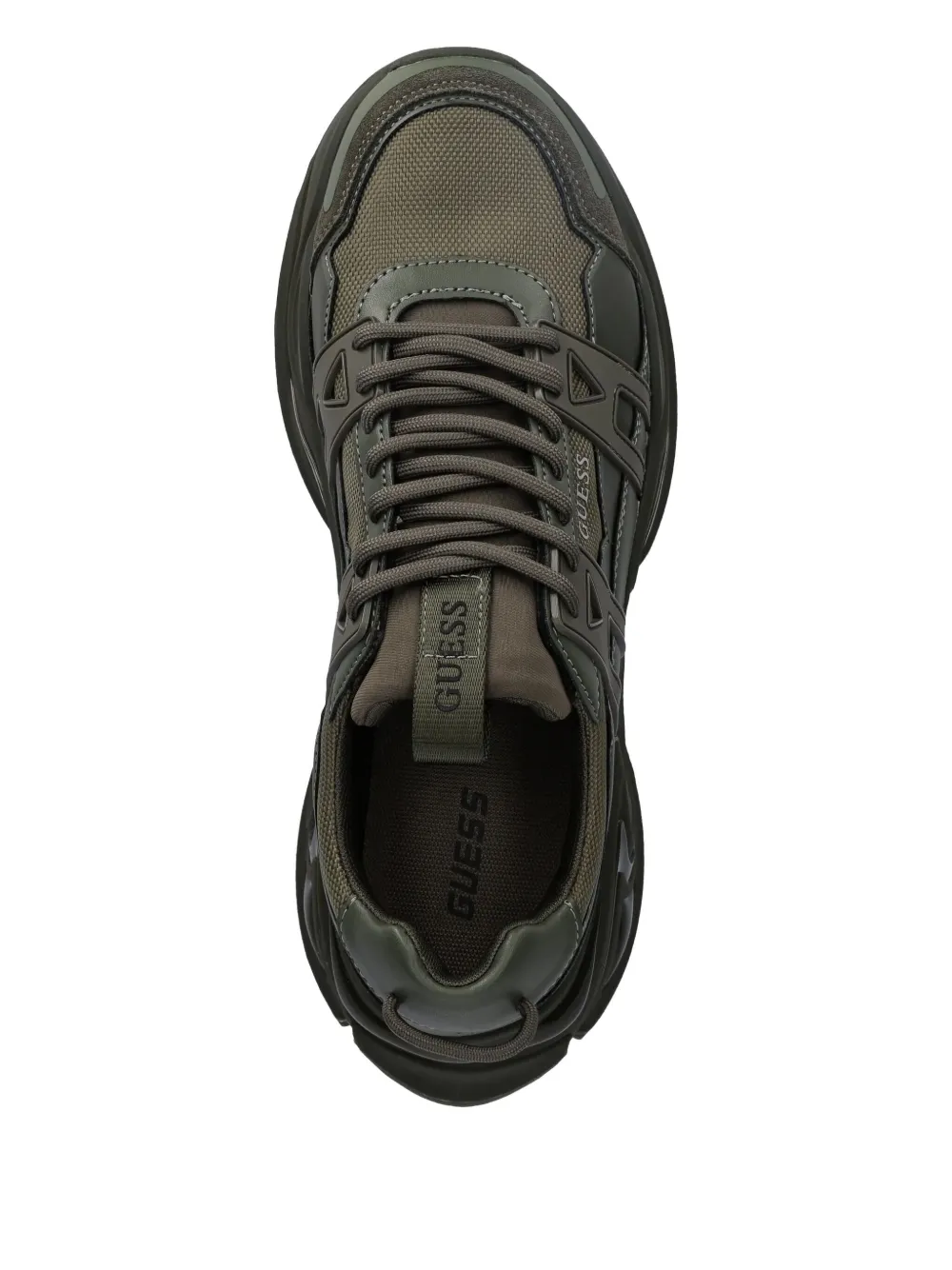 GUESS USA Belluno panelled lace-up low-top sneakers Groen
